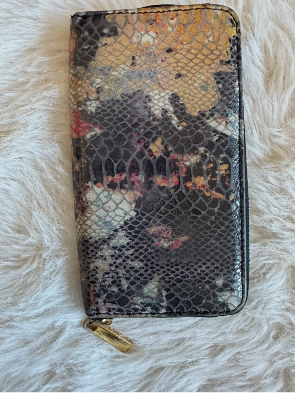 Tory Burch Multicolor Snake-Print Zip Card Wallet with Gold Hardware Zip around - Picture 7 of 16
